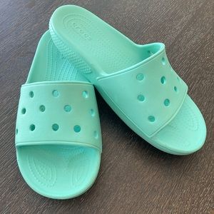 Crocs sea-foam slides. Size 9.